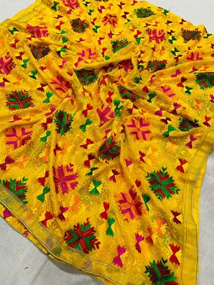 Chiffon Phulkari Dupatta Catalogue 2 - Mustard Chiffon Phulkari Dupatta Catalogue 2 - Mustard