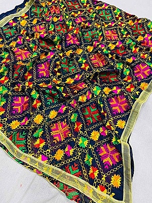 Chiffon Phulkari Dupatta Catalogue 2 - NavyBlue Chiffon Phulkari Dupatta Catalogue 2 - NavyBlue