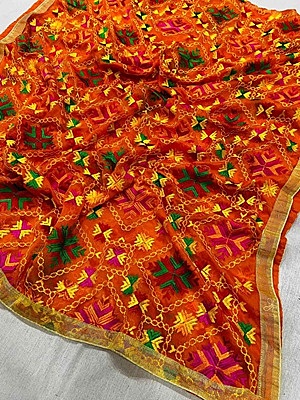 Chiffon Phulkari Dupatta Catalogue 2 - Orange Chiffon Phulkari Dupatta Catalogue 2 - Orange
