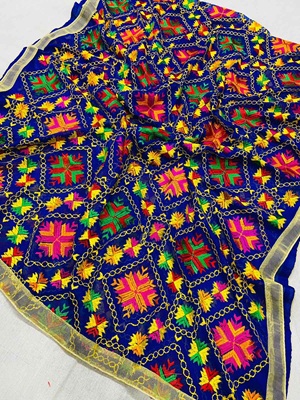 Chiffon Phulkari Dupatta Catalogue 2 - RoyalBlue Chiffon Phulkari Dupatta Catalogue 2 - RoyalBlue