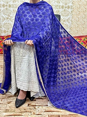 Chiffon Phulkari Dupatta Catalogue 3 - Blue Chiffon Phulkari Dupatta Catalogue 3 - Blue