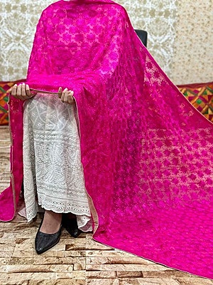 Chiffon Phulkari Dupatta Catalogue 3 - Magenta Chiffon Phulkari Dupatta Catalogue 3 - Magenta
