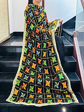 Chiffon Phulkari Dupatta Catalogue 4 - Black Chiffon Phulkari Dupatta Catalogue 4 - Black