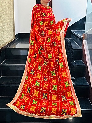 Chiffon Phulkari Dupatta Catalogue 4 - Orange Chiffon Phulkari Dupatta Catalogue 4 - Orange