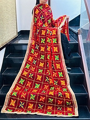 Chiffon Phulkari Dupatta Catalogue 4 - Red