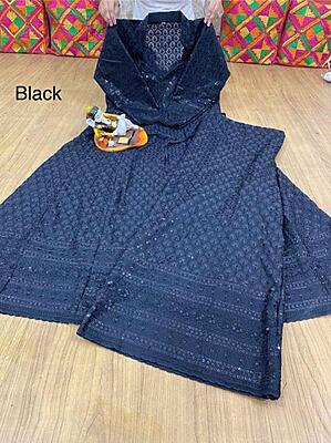 Chikan Anarkali Chikan Mastani-Black