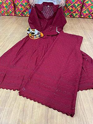 Chikan Anarkali Chikan Mastani-Maroon