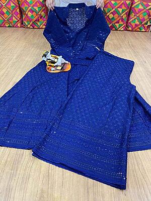 Chikan Anarkali Chikan Mastani-NavyBlue