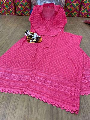 Chikan Anarkali Chikan Mastani-Peach