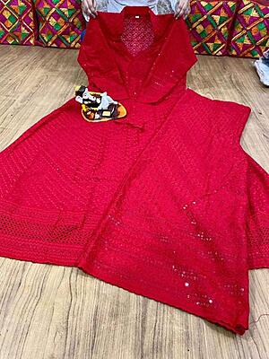 Chikan Anarkali Chikan Mastani-Red