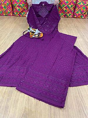 Chikan Anarkali Chikan Mastani-Wine