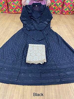 Chikan Anarkali Zari Palazzo-Black Chikan Anarkali Zari Palazzo-Black