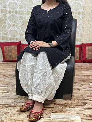 Chikan Kurti Afghani Salwar Set Catalogue 1-Black Chikan Kurti Afghani Salwar Set Catalogue 1-Black