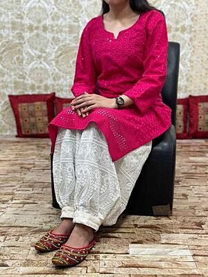 Chikan Kurti Afghani Salwar Set Catalogue 1-Magenta Chikan Kurti Afghani Salwar Set Catalogue 1-Magenta