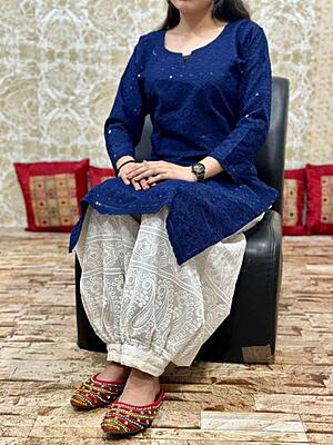 Chikan Kurti Afghani Salwar Set Catalogue 1-NavyBlue Chikan Kurti Afghani Salwar Set Catalogue 1-NavyBlue
