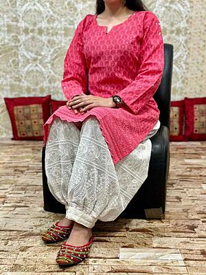 Chikan Kurti Afghani Salwar Set Catalogue 1-Peach Chikan Kurti Afghani Salwar Set Catalogue 1-Peach