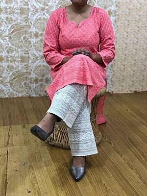 Chikan Kurti Chikan Palazzo Set-Peach