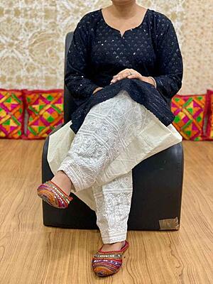 Chikan Kurti Chikan Salwar-Black