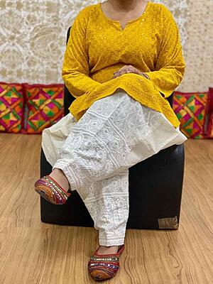 Chikan Kurti Chikan Salwar-Mustard