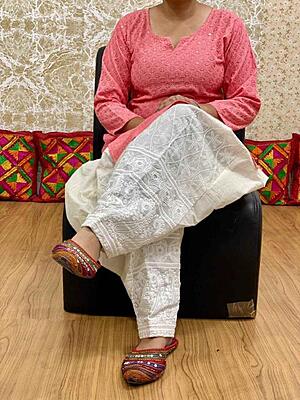 Chikan Kurti Chikan Salwar-Peach