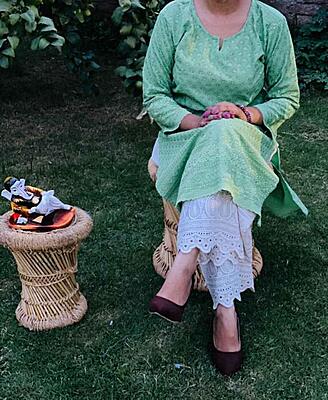 Chikan Kurti Cutwork Mastani Set-SeaGreen