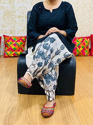 Chikan Kurti Digital Salwar-Black