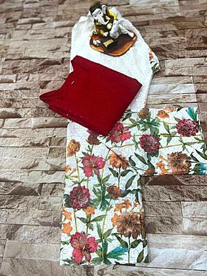 Chikan Kurti With Chikan Digital Printed Floral Palazzo-Maroon