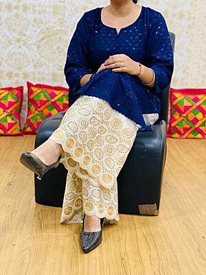 Chikan Kurti Zari Mastani-NavyBlue