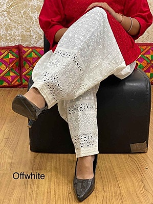Chikan Patiala Salwar - OffWhite