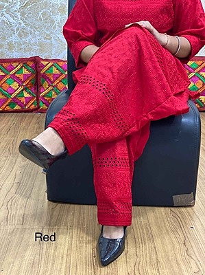 Chikan Patiala Salwar - Red