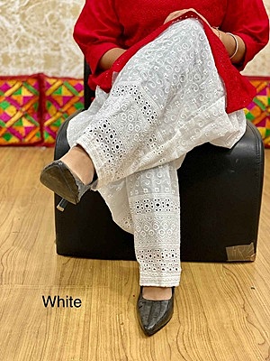 Chikan Patiala Salwar - White