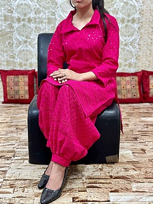 Chikankari Co-Ord Set Catalogue 4-Magenta Chikankari Co-Ord Set Catalogue 4-Magenta