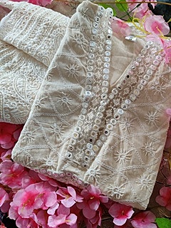 Chikankari Mirror Dress-OffWhite-3