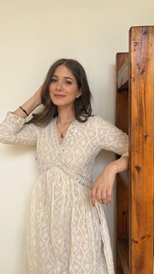 Chikankari Mirror Dress-OffWhite-4