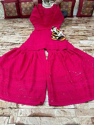 Chikankari Short Kurti Sharara Set Catalogue 2-Magenta Chikankari Short Kurti Sharara Set Catalogue 2-Magenta