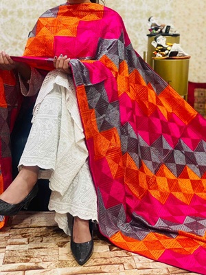 Chinon Multi Jaal Phulkari Dupatta - 7