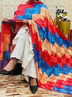 Chinon Multi Jaal Phulkari Dupatta - 9