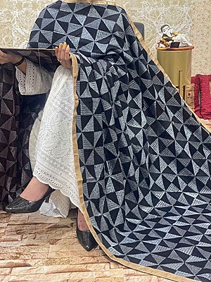 Chinon Single Tone Shaded Jaal Phulkari Dupatta - 4