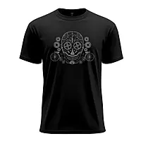 SKULL BICYCLE PARTS ROUND NECK T-SHIRT
