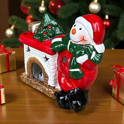Christmas Lighted Ceramic Snowman