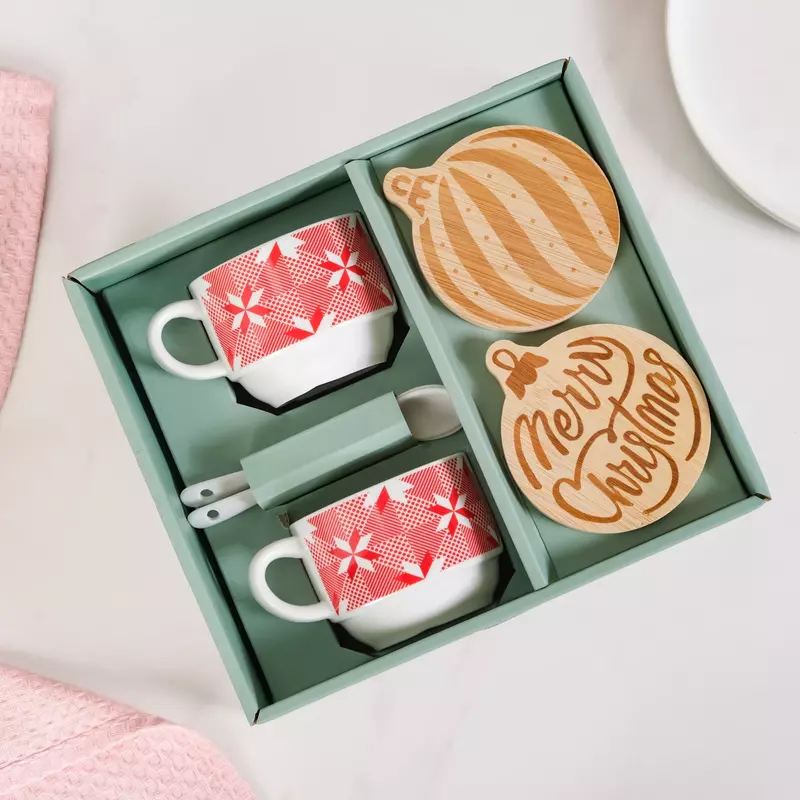 Hot Chocolate Cup Spoon And Coaster Gift Set Of 6