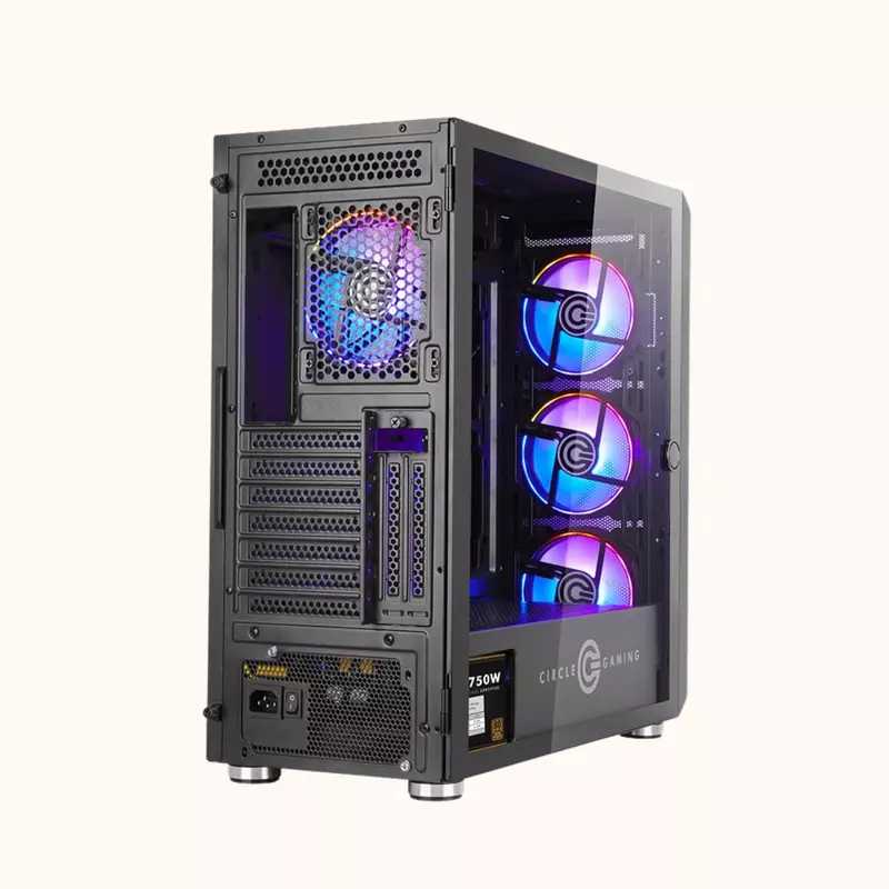 Circle ARGB Mid- Tower Computer Case  Gaming Cabinet - Black , Stealth B1