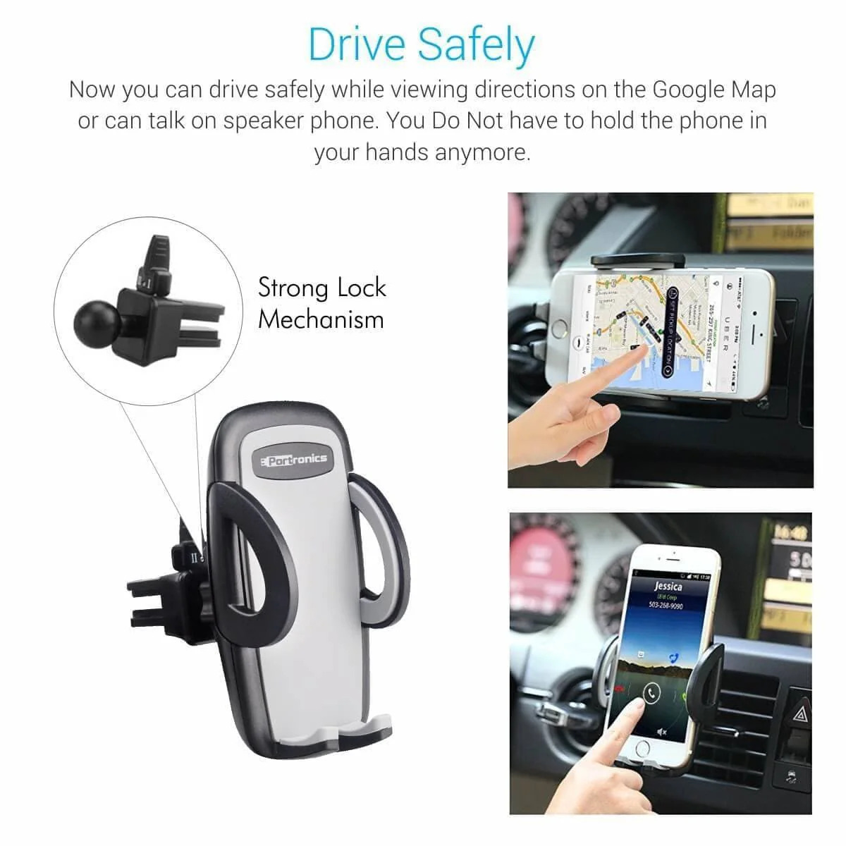 Portronics Clamp M Car Mobile Holder