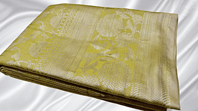 Silver Jari Tissue Saree - Light Yellow Silver Jari Tissue Saree - Light Yellow