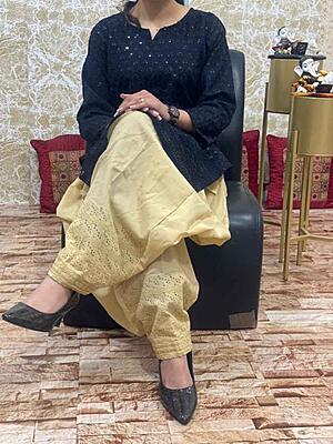 Colored Chikankari Kurti Salwar Set Catalogue 1-Black-1
