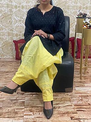 Colored Chikankari Kurti Salwar Set Catalogue 1-Black-2