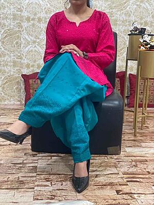 Colored Chikankari Kurti Salwar Set Catalogue 1-Magenta-1
