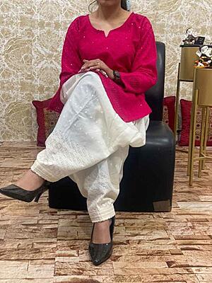 Colored Chikankari Kurti Salwar Set Catalogue 1-Magenta-3