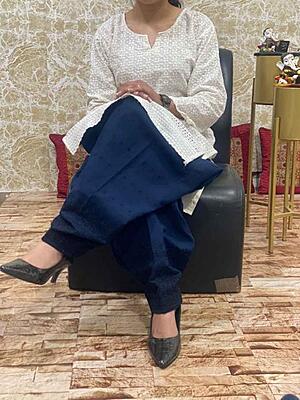 Colored Chikankari Kurti Salwar Set Catalogue 1-OffWhite-1