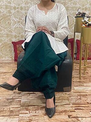 Colored Chikankari Kurti Salwar Set Catalogue 1-OffWhite-2